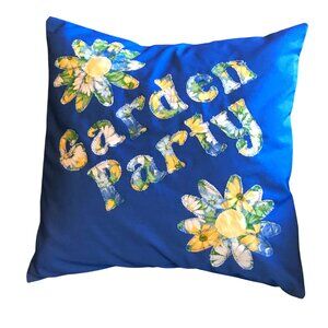 Handmade Cottagecore Pillow Cover, Whimsical Spring Summer Garden Party 16 x 16